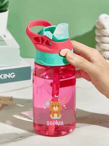 16oz/480ml Personalized Water Bottle For Kids, With Straw And Cap, Birthday/Back To School Supplies, Reusable, Suitable For Children, Boys, Girls And Teens, Great Gift Idea. 12oz/350ml Stainless Steel Water Bottle For Kids, With Silicone Straw, Unicorn, Butterfly, Space, Construction Vehicle Themes, Pink, Green, Blue, Purple, 5 Color Options, Children, Urban Chic, Modern, Colorful, Cute - Style 2 - View 3