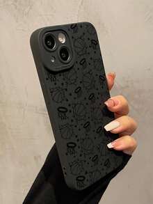 1pc Black Basketball Hoop Graphic Shockproof TPU Phone Case, Compatible With IPhone 16, 15, 14, 13, 12, 11 Pro Max, Series - Black - View 3