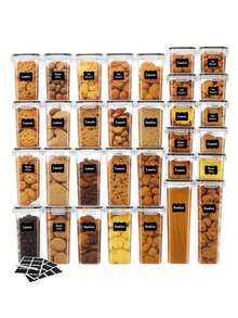 48pcs Airtight Food Storage Containers With LIDS - Perfect For Kitchen Pantry Organization And Storage Of Grains, Rice, Pasta, Tea, Nuts And Coffee Beans - Dishwasher , Including Labels And Markers,Local Warehouse - Black and White - View 2