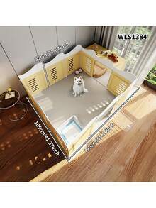 Pet Dog Fence, Home Use Dog House, Indoor Small Dog Breed Teddy Isolation Gate With Toilet Area, Dog Cage - Multicolor - View 11