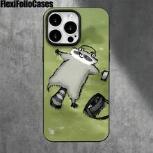 Funda para phone con diseño de mapache tumbado en la hierba verde, con orificios grandes, compatible con phone 16 Pro Max, 16, 15 Pro, 14, 14 Plus/14 Pro Max, 13, 13 Pro, 12 Pro, 11/11 Pro. Ideal para regalar en cumpleaños y fiestas. - Blanco - Ver 4
