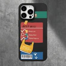 Funda protectora para phone con diseño de etiqueta de color y orificios grandes. Compatible con phone 16 Pro Max, 16, 15 Pro, 14, 14 Plus/14 Pro Max, 13, 13 Pro, 12 Pro, 11/11 Pro. Regalos para cumpleaños y fiestas. - Negro - Ver 5