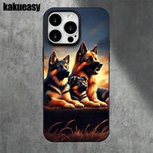 Funda protectora para phone con diseño de tres cachorros y orificios grandes. Compatible con phone 16 Pro, 16, 15 Pro, 14, 14 Plus/14 Pro, 13, 13 Pro, 12 Pro y 11/11 Pro. Ideal para cumpleaños y celebraciones. - Negro - Ver 5