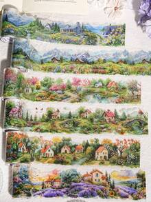 1 Roll Landscape PET Tape, Countryside Style, Dreamy Aesthetic Scrapbooking DIY Material Decorative Stickers - Multicolor - View 3