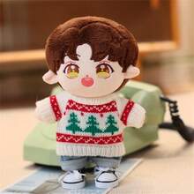 20厘米娃娃圣诞服装两件套（上衣+裤子），毛绒娃娃挂件雪花圣诞树毛衣套装，青少年娃娃万圣节圣诞派对用品娃娃（仅含娃娃衣服）