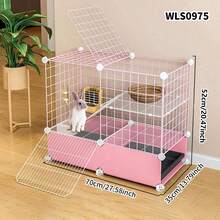 Indoor Small Pet Cage With Tray, Rabbit Hutch With Litter Box, Suitable For Kittens - Multicolor - View 3