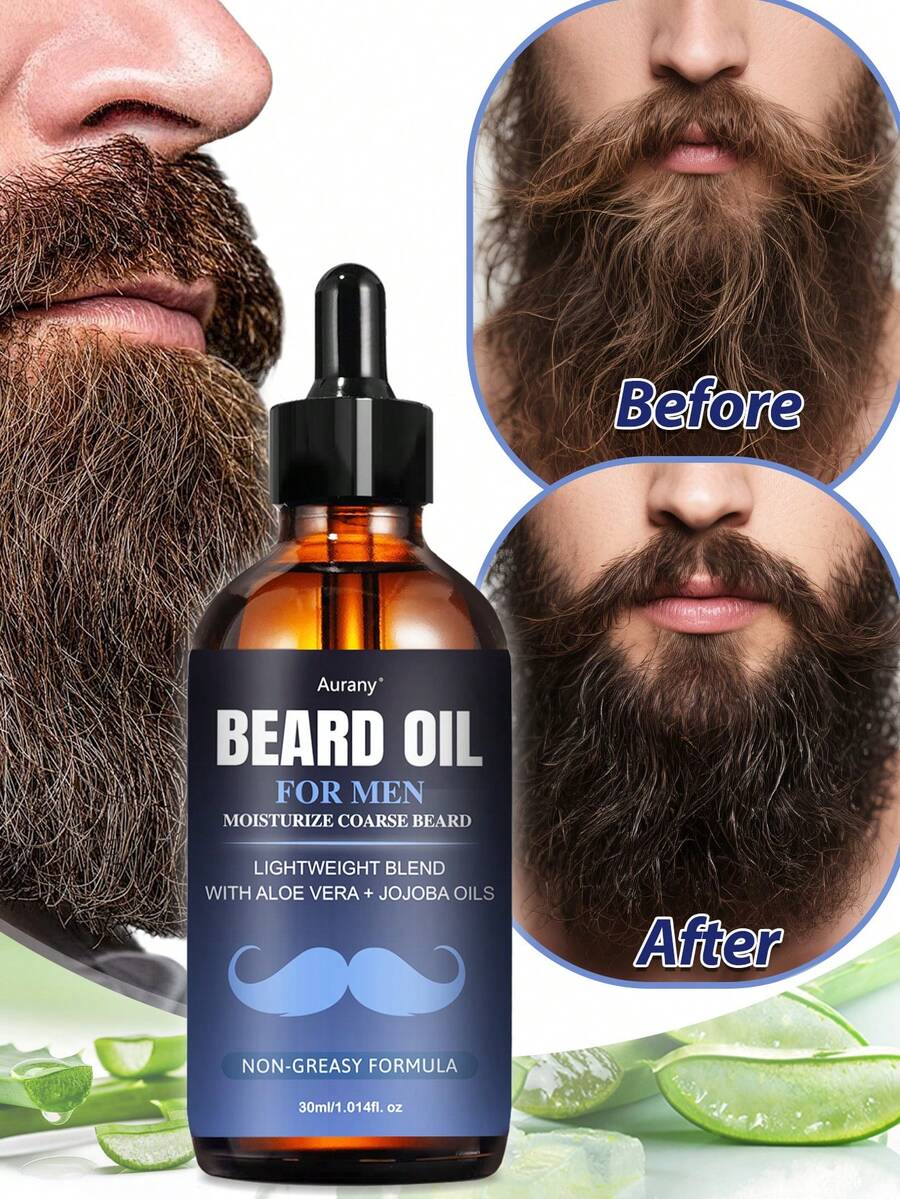 AURANY 30毫升保湿胡须油，圣诞节和情人节礼物，男士胡须护理精油，易于护理的胡须精油，滋润保湿胡须，令胡须柔顺滋养，送给男友和丈夫的贴心礼物