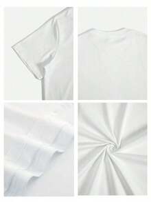 Loose-Fitting T-Shirt, Women's Casual Summer T-Shirt, 100% Cotton Women's Top. White Short-Sleeved T-Shirt With Cartoon Print. - White - View 5