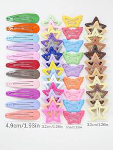 50pcs/Jar Assorted Color Star, Butterfly, Water Drop Hair Clips For Girls, Versatile Side Bangs Clips, Damage-Free Hairpins, Suitable For Daily Use - Multicolor - View 7