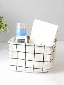 1 pièce Panier de rangement pliable à motif à carreaux, bac de rangement pour jouets, panier de salle de bain, panier de rangement pliable, organiseur de bureau, convient pour un cadeau d'Halloween - Multicolore - Voir 10