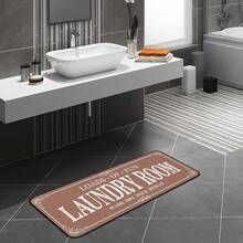 Alfombra de lavandería antideslizante - Tapete de cocina estilo granja para vestíbulo y baño - Negro, 20 x 47 pulgadas - Marrón - Ver 4