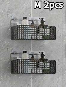 2 Pieces Kitchen Storage Rack Bathroom Toilet Shelf Wall Mounted Punch-Free Bathroom Kitchen Storage Rack, Storage, Kitchen Storage, Storage Box, Kitchen Supplies, Room Decoration, Home Decoration