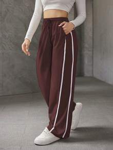 A&DD MODA, REF: ADD8823, Women's Elastic Pants, Casual, Wide, Breathable, Fine Silk, Icy, Light, Comfortable, Casual, Elegant, Modern, Stylish, Premium Quality, All Day Comfort, Perfect For Summer, Soft Touch, Freshness, Ideal For Heat. - 酒紅色 - 查看 5