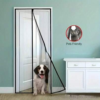 1pc 210cm Summer Magnetic Automatic Closing Mosquito Net Screen, Invisible Door Mesh, Insect & Fly Proof Curtain