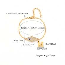 1条新款经典眼睛手字母金色不锈钢链手链，女士款 - 金黃色 - 查看 2