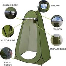 Portable Outdoor Pop-Up Privacy Tent, Camping Shower Toilet, Changing Room, Hiking Camping - Green - View 6