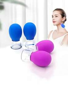 1pc Mini Face Lifting Beauty Cupping Set, Portable Soft Gel Acupoint Meridian Scraping Massage Cupping For Forehead, Lymph, Shoulder & Neck, 1 Small Face Cupping Tool + Long Silicone Cupping