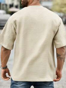 1 chiếc áo thun nam tay ngắn dáng rộng, chất liệu dệt kim 3D tinh tế, kiểu dáng giản dị, thoải mái và đa năng, phù hợp cho mặc hàng ngày và các buổi gặp gỡ thân mật. - Màu Khaki - Xem 3
