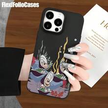 Phone 1PC Fundas protectoras y fundas protectoras de imitación con agujeros grandes con estampado de cómic marino, adecuadas para phone16promax, 16 15pro, 14 14 Plus/14 Promax, 13 13 Pro, 12Pro, 11/11 Pro Pro Series. Regalos Cumpleaños Y Fiestas - Negro - Ver 4