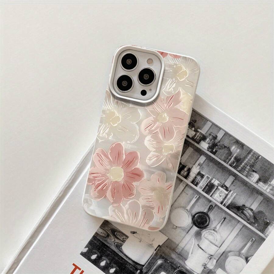 Funda protectora para phone con diseño tridimensional de flores al óleo, con orificios grandes, compatible con phone 16 Pro Max, 16, 15 Pro, 14, 14 Plus/14 Pro Max, 13, 13 Pro, 12 Pro, 11/11 Pro. Ideal para regalar en cumpleaños y otras festividades. - Blanco - Ver 1