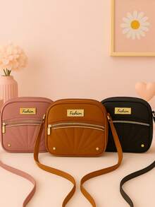 Women's Crossbody Bag With Fashion Embroidery, Modern Design - Kopi - View 2