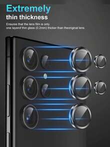 2-In-1: 1pc High-Definition Screen Protector With Fingerprint Unlock + 1 Set Black Lens Protector, Compatible With Samsung Galaxy S22 Ultra/S23/S23 Plus/S23 Ultra/S24/S24 Plus/S24 Ultra/S25 Ultra/S25 - Clear - View 8