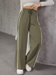 A&DD MODA, REF: ADD8823, Women's Elastic Pants, Casual, Wide, Breathable, Fine Silk, Icy, Light, Comfortable, Casual, Elegant, Modern, Stylish, Premium Quality, All Day Comfort, Perfect For Summer, Soft Touch, Freshness, Ideal For Heat. - 軍綠色 - 查看 3