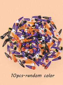 10pcs/20pcs Random Color Cartoon Resin Hair Clips Set, Halloween Girls Bangs Clips, Side Clips, BB Clips - Multicolor - View 7