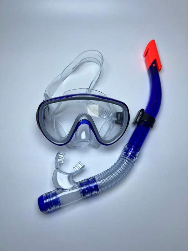1 Set Adult & Teen Universal Snorkel Mask With Tempered Glass, Half Dry Wet Swim Goggles With Snorkel Tube