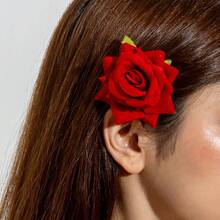 3D Printed Polyester Flower Hair Clips Summer Sweet DIY Artificial Floral Hair Ornaments Women Girls Daily Hair Accessories - 27309-hp-red - 查看 12