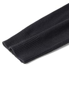 1 pieza Suéter de punto casual básico con cuello alto para hombre, de manga larga y media cremallera - Negro - Ver 7