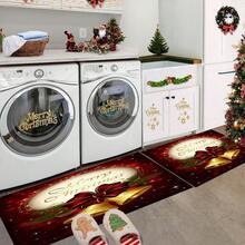 1 件圣诞铃铛红色浴室垫厨房地毯 - 柔软涤纶浴室地毯，带吸水法兰绒背衬，适合节日装饰 - FYR-066 - 查看 8