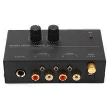 Preamplificador phono de vinilo compacto con control de volumen, amplificador para tocadiscos, sonido de alta fidelidad, ajuste preciso, fácil de instalar, ideal para sistemas de audio estéreo y entusiastas del vinilo. - Negro - Ver 6