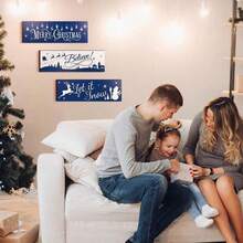 3 Pcs Christmas Blue Hanging Signs Rustic Wooden Snowflakes Wall Hanging Decor Merry Christmas Believe Let It Snow Wood Ornaments And Plaques For Xmas Holiday Winter Home Decorations Christmas Decorations Room Decor