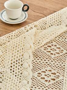 1 Stück Boho-Stil einfarbige Tischdecke, geometrisches Hohldesign, vielseitig verwendbare Tischdecke geeignet für den Alltag, Feste, Zusammenkünfte, Partys, Hochzeiten, Abendessen, Kaffeetische, Fotohintergrund, für alle Jahreszeiten