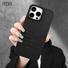 Funda protectora para teléfono con diseño de letras inglesas negras y orificios grandes, compatible con phone 16 Pro Max, 16, 15 Pro, 14, 14 Plus/14 Pro Max, 13, 13 Pro, 12 Pro, 11/11 Pro Series. Regalos para cumpleaños y festividades - Blanco - Ver 7