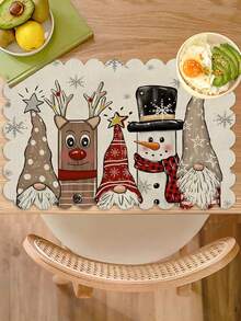 2 piezas/4 piezas Mantel aislado de lino con borde ondulado antideslizante y resistente al calor de 12*18 pulgadas para decoración de fiestas navideñas, reuniones familiares y fiestas en estilo granja - Multicolor - Ver 7