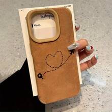 Teléfono tipo libro de piel sintética mate con diseño de corazón y ruta de avión, resistente a golpes, compatible con 16/16 PRO/16 PLUS/15/15 PLUS/15 PRO/15 PRO MAX/14/14 PLUS/14 PRO MAX/14 PRO/13 PRO MAX/13 PRO/13/12 PRO/12/12 PRO MAX, Friends, - Marrón - Ver 4