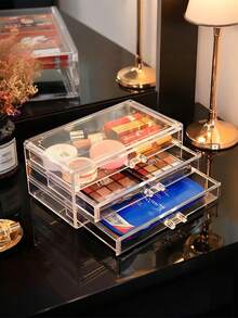 1 pièce Boîte de rangement pour bijoux à 3 couches transparente de 72 compartiments pour boucles d'oreilles, bagues, colliers et bracelets quotidiens pour femmes. Style tiroir 3 couches 72 compartiments amovibles grande capacité pour organisateur de perceuse à ongles et décoration d'ongles - multicolore - Voir 17