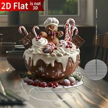 Decorazione natalizia in stile pan di zenzero piatta 2D - Centrotavola da tavolo con accenti di bastoncini di zucchero - Decorazione per casa/ufficio in acrilico per feste - Ornamento natalizio facile da pulire - Centrotavola o elemento decorativo per le festività - Senza alimentazione elettrica, Decorazione natalizia in stile pan di zenzero, Arte a tema natalizio, Lavorazione artigianale di alta qualità, Dettagli fatti a mano, Perfetto per gli organizzatori di feste, Spessore piatto 2D 0,3 cm