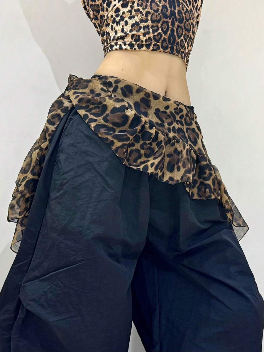 Pailletten Jazz Tanzbandage Leoparden Muster Quasten Gürtel Hip Hop Bandana Overall Gürtel - Verschiedenfarbig - Übersicht 1