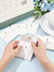 1/5/10/20pcs White Silver Pink Black Faux Leather Jewelry Pouches With Snap Closure Jewelry Storage Bag - Luxurious Gift Bags For Earrings, Necklaces, Bracelets, And Rings - Perfect For Storage & Pieceaging ﻿