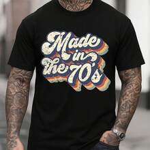 Made In The 70s Vintage Retro T-Shirt For Men Women Unisex Fashion Graphic Tee Classic Style Casual Short Sleeve Top - 黑色3 - 查看 2