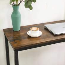 VASAGLE Bar Table, Narrow Long Kitchen Dining Table, Sturdy Metal Frame, Industrial, 15.7 X 39.4 X 35.4 Inches - 棕色 - 查看 3