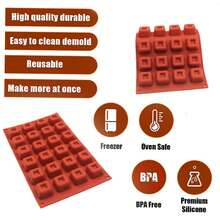 1 pezzo Stampo in silicone 3D quadrato, attrezzo da forno fai-da-te per brownies 3D, budini, mousse, dolci al cioccolato - Rosso - Visualizzare 11