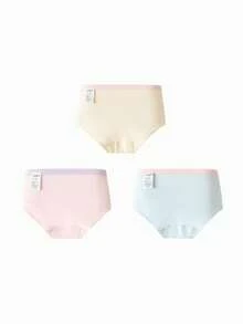 Balabala Paquete de 3 bragas triangulares de algodón para niñas, cómodas y sin pellizcos - tono rojo-amarillo - Ver 2