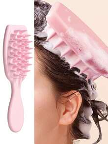 Shampoo Brush Scalp Massager Comb, Silicone Hair Scrubber With Long Handle For Hair Growth And Dandruff Removal, For Home Use Hair Brush Comb(Pink Black Brown Purple)