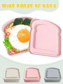 Customizable Sandwich Box Reusable Sandwich Box Personalized Lunch Box Storage Container -Custom Logo Name/Text Customization Wheat Straw Bread Box-Reusable Food Container, Portable Bread Box Outdoor Lunch/School Lunch Box Travel Sandwich Box Picnic Food Storage Perfect For Outdoor Activities, Kitchen Use, Lunch Preparation,School Supplies And Food Storage, Ideal For Work, School, Picnics, And Travel-Tailor-Made - Multicolor - View 2