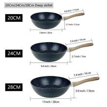 ABKOK ABKOK 1pc/3pcs Aluminum Frying Pan Set (18cm/24cm/28cm Shallow Frypan) (20cm/24cm/28cm Deep Skillet) - Lightweight & Fast Heating, Choose Single Or Trio Pack, Single Pans And Cookware Sets Are Sold Individually, Family Dinner Supplies, Party Supplies
