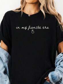 2026 New Loose Print Fashion Women'S-Shirt Couple-Shirt Valentine'S Day-Shirts Women - 黑色 - 查看 1